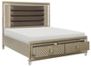 Homelegance Furniture Loudon Queen Platform with Storage Bed in Champagne Metallic 1515-1* - One Stop Furniture