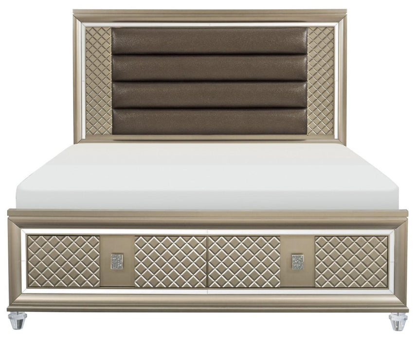 Homelegance Furniture Loudon Queen Platform with Storage Bed in Champagne Metallic 1515-1* - One Stop Furniture