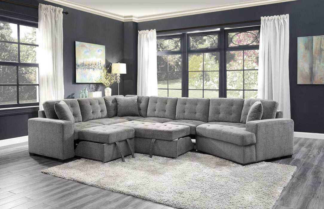 Homelegance Furniture Logansport Corner Seat with 1 Pillow in Gray 9401GRY-CR - One Stop Furniture