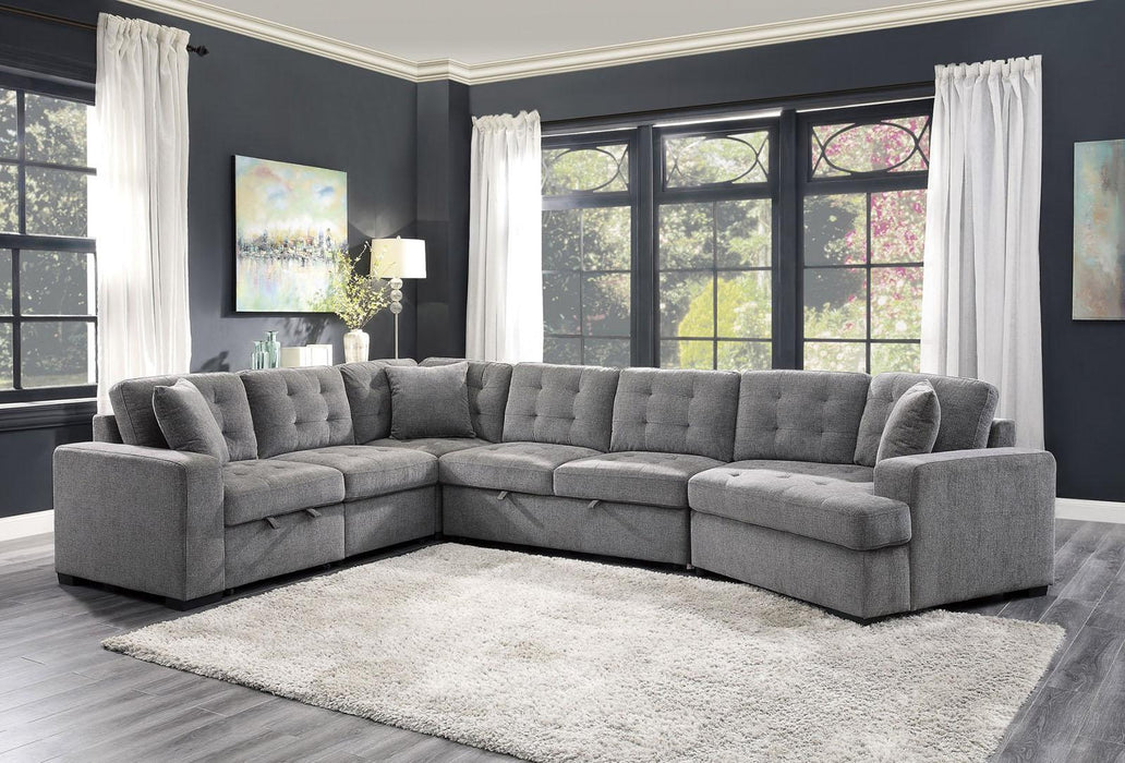 Homelegance Furniture Logansport Corner Seat with 1 Pillow in Gray 9401GRY-CR - One Stop Furniture