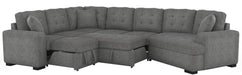 Homelegance Furniture Logansport Left Side 2-Seater with Pull-out Ottoman and 1 Pillow in Gray 9401GRY-2L - One Stop Furniture