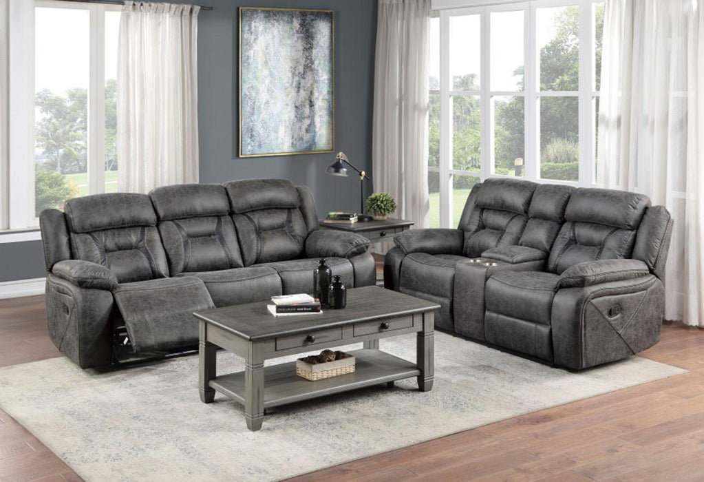 Homelegance Furniture Madrona Hill Double Reclining Loveseat in Gray 9989GY-2 - One Stop Furniture