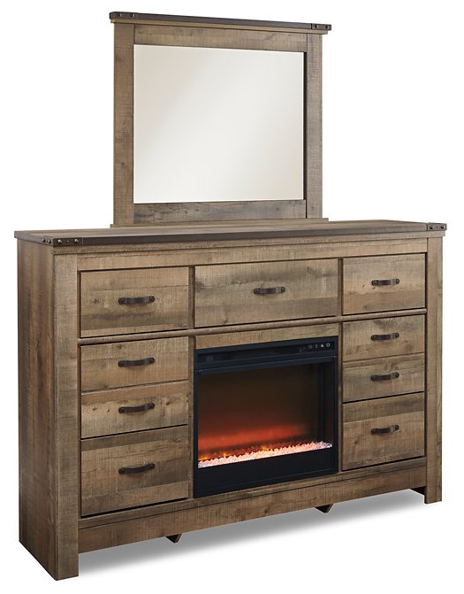Trinell Dresser and Mirror with Fireplace Trinell Dresser and Mirror with Fireplace