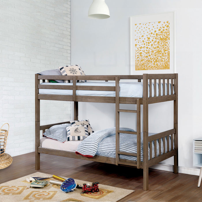 Emilie Wire-Brushed Warm Gray Twin/Twin Bunk Bed image