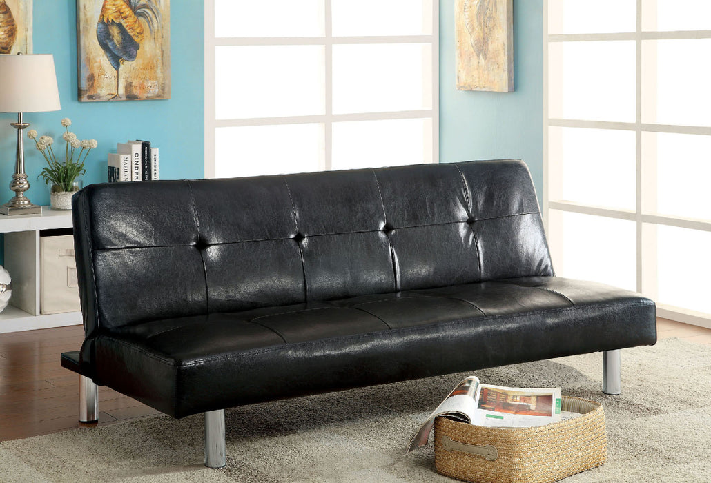 EDDI Black/Chrome Futon Sofa, Black image
