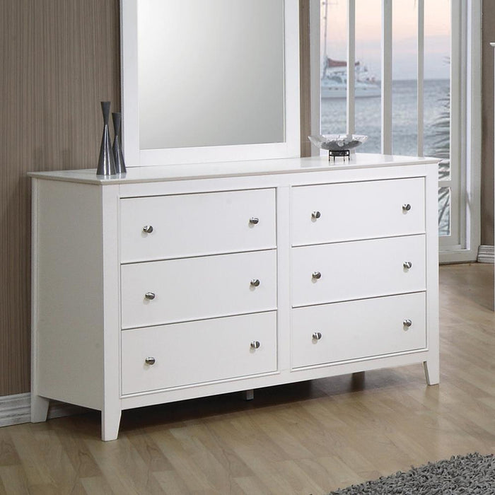 Selena Contemporary White Six Drawer Dresser image