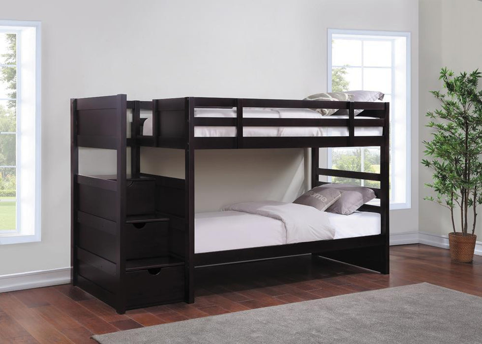 Elliott Transitional Cappuccino Twin over Twin Bunk Bed image