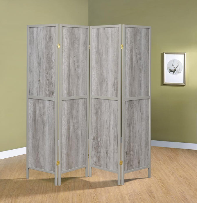Rustic Grey Driftwood Four Panel Screen image