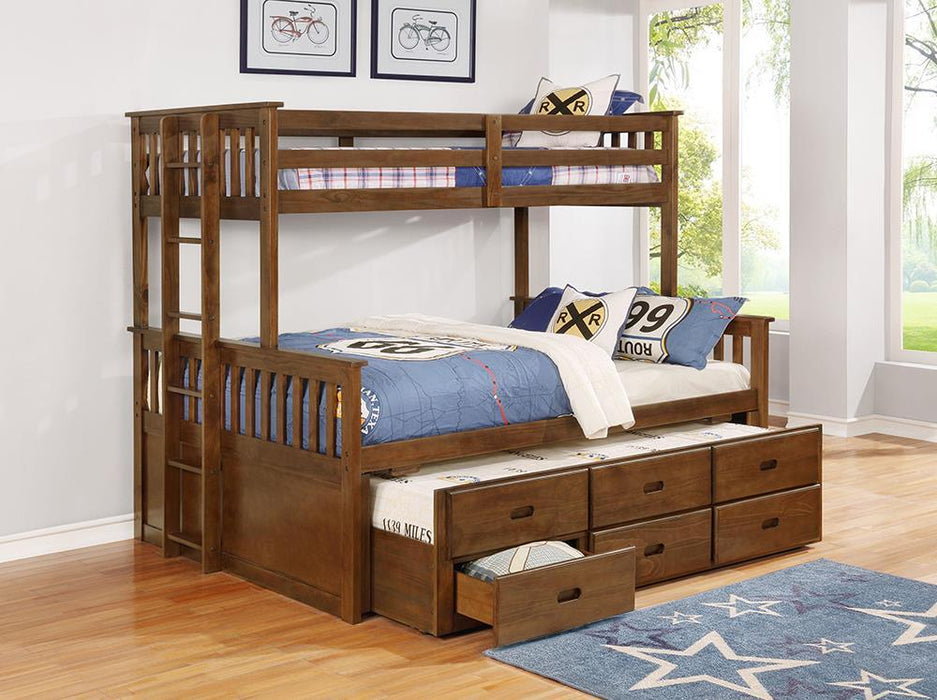Atkin Weathered Walnut Twin XL over Queen Bunk Bed image