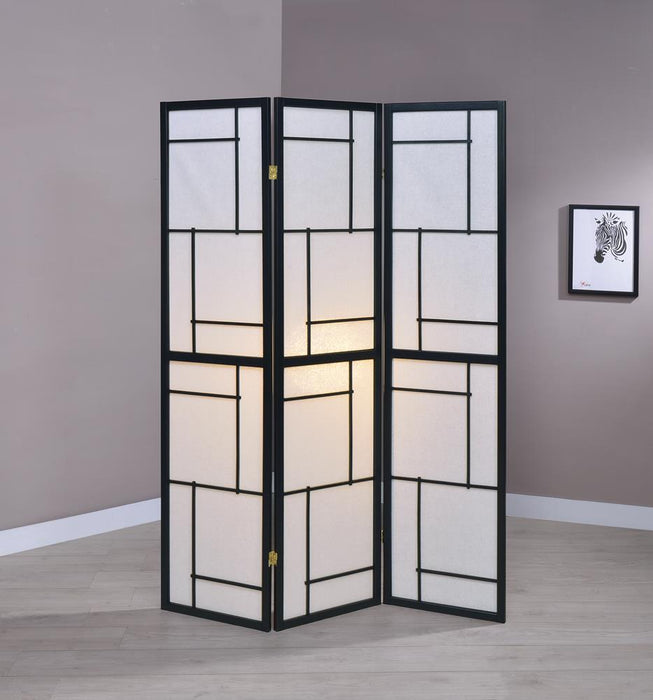 G900102 Contemporary Black Three Panel Screen image