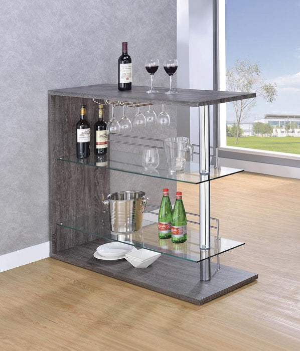 G100156 Two Shelf Contemporary Weathered Grey Bar Table image