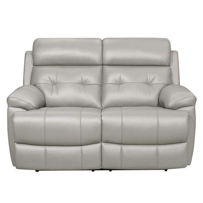 Homelegance Furniture Lambent Double Reclining Loveseat in Silver Gray image